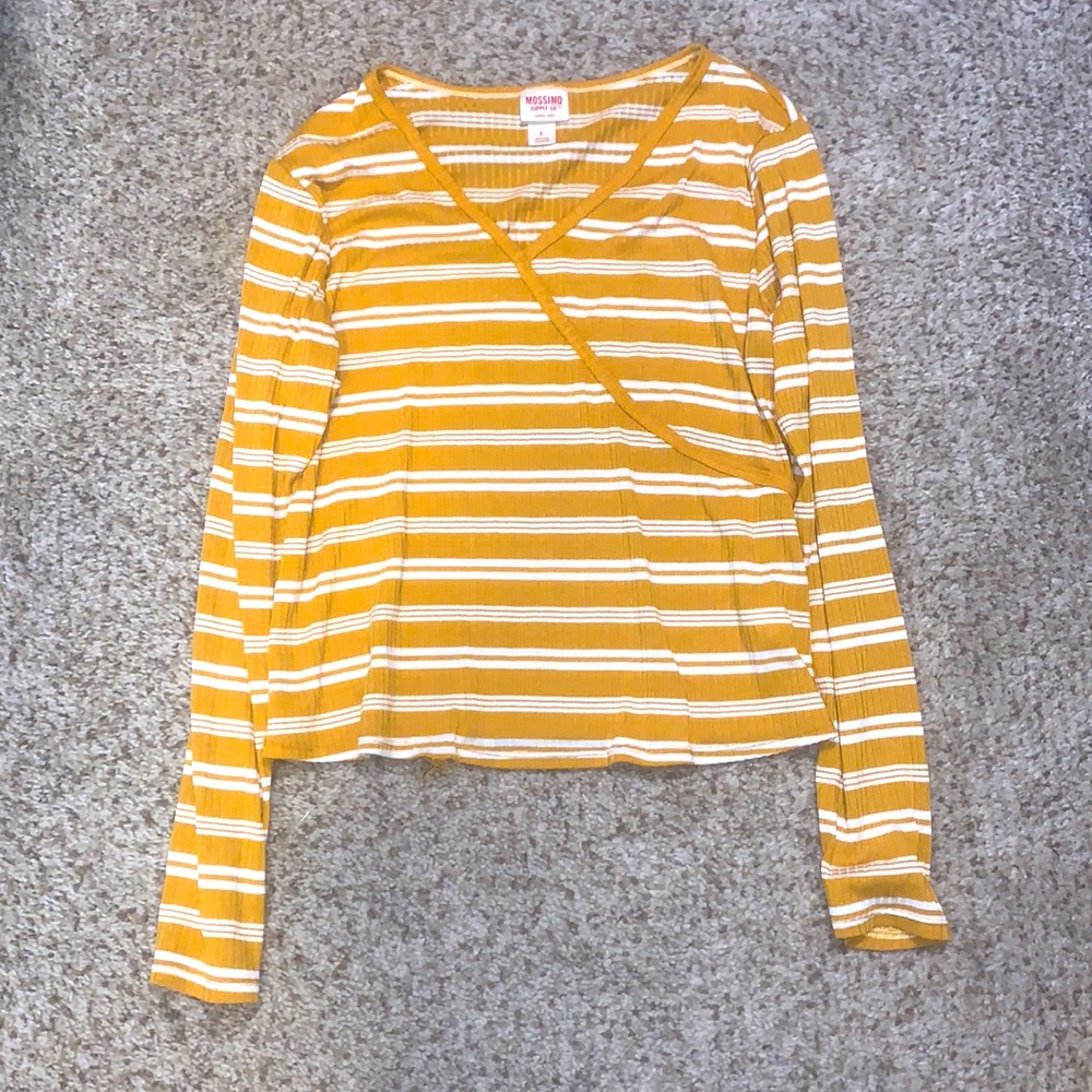 Women’s long sleeve V-neck yellow striped by Massimo
